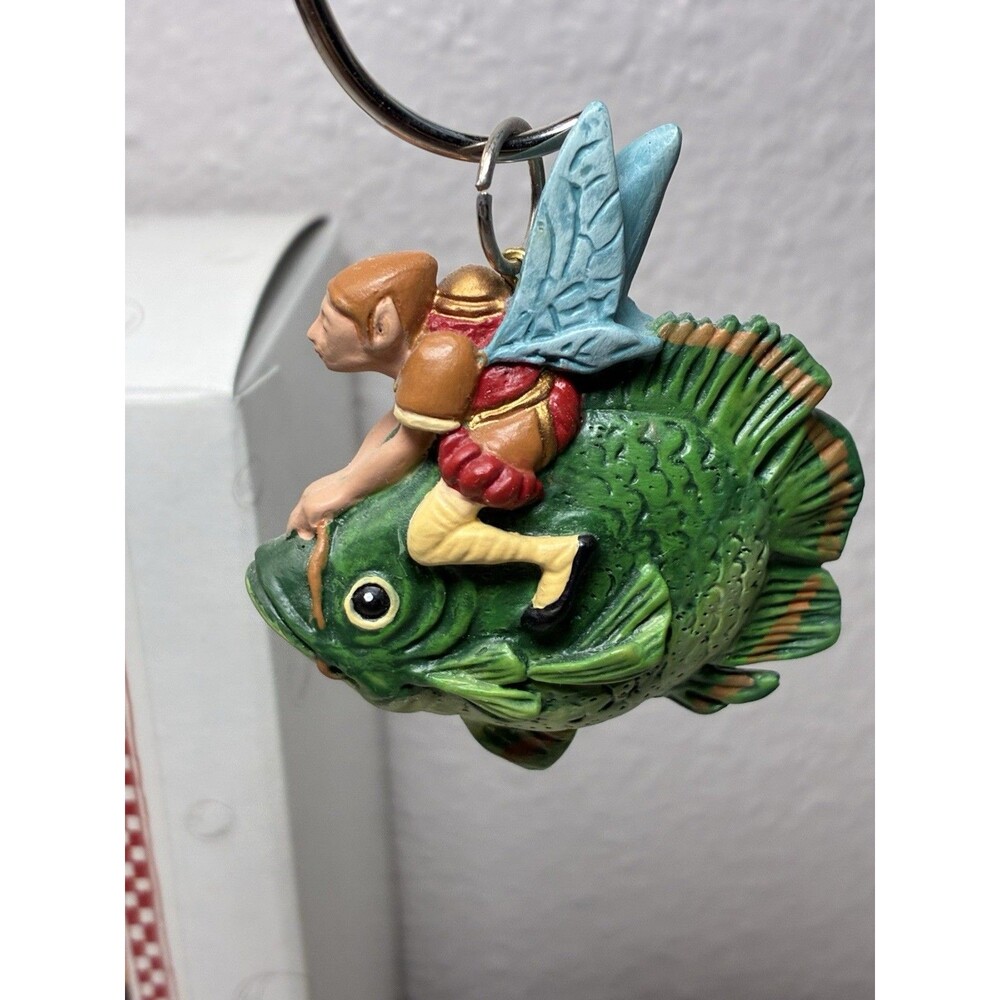 James Christensen "Forest Fish Rider" Pearl Bisque Christmas Ornament EUC